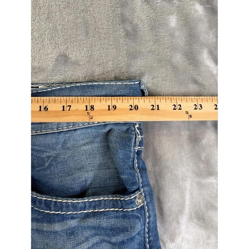 True Religion World Tour Section Straight Jeans Mens 38x34 Blue Contrast